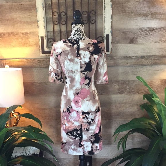 London Times Muted Watercolor Floral Midi Dress - Picture 3 of 5